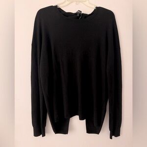 Black Cashmere Open Back Theory Crewneck Sweater